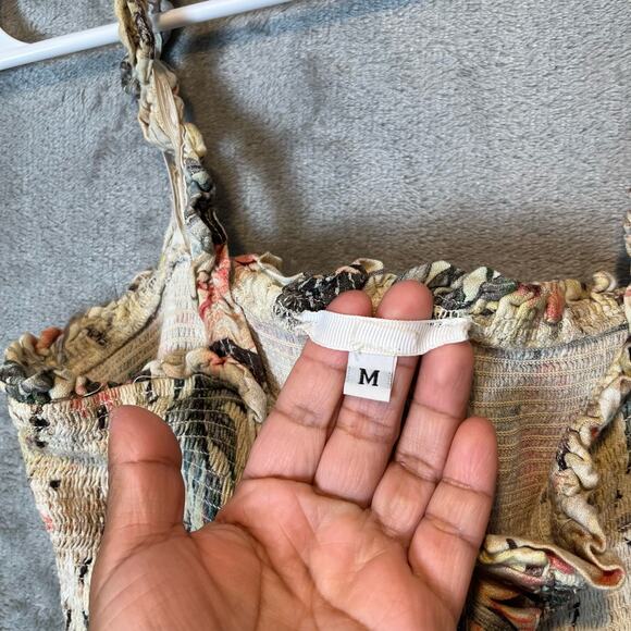 Greylin Size Medium Faith‎ Smock Culotte Jumpsuit Floral Light Yellow Women's - Picture 5 of 9